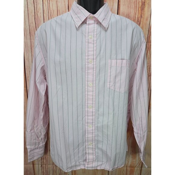 Aeropostale Mens Pink & White Striped Dress Shirt Large - Picture 1 of 6